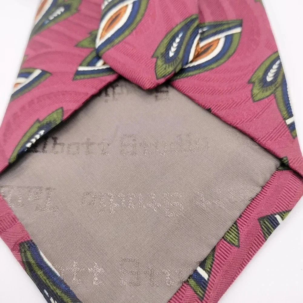 Talbott Studio Men's Silk Necktie Tie Abstract Leaf pattern Hand Sewn 58…